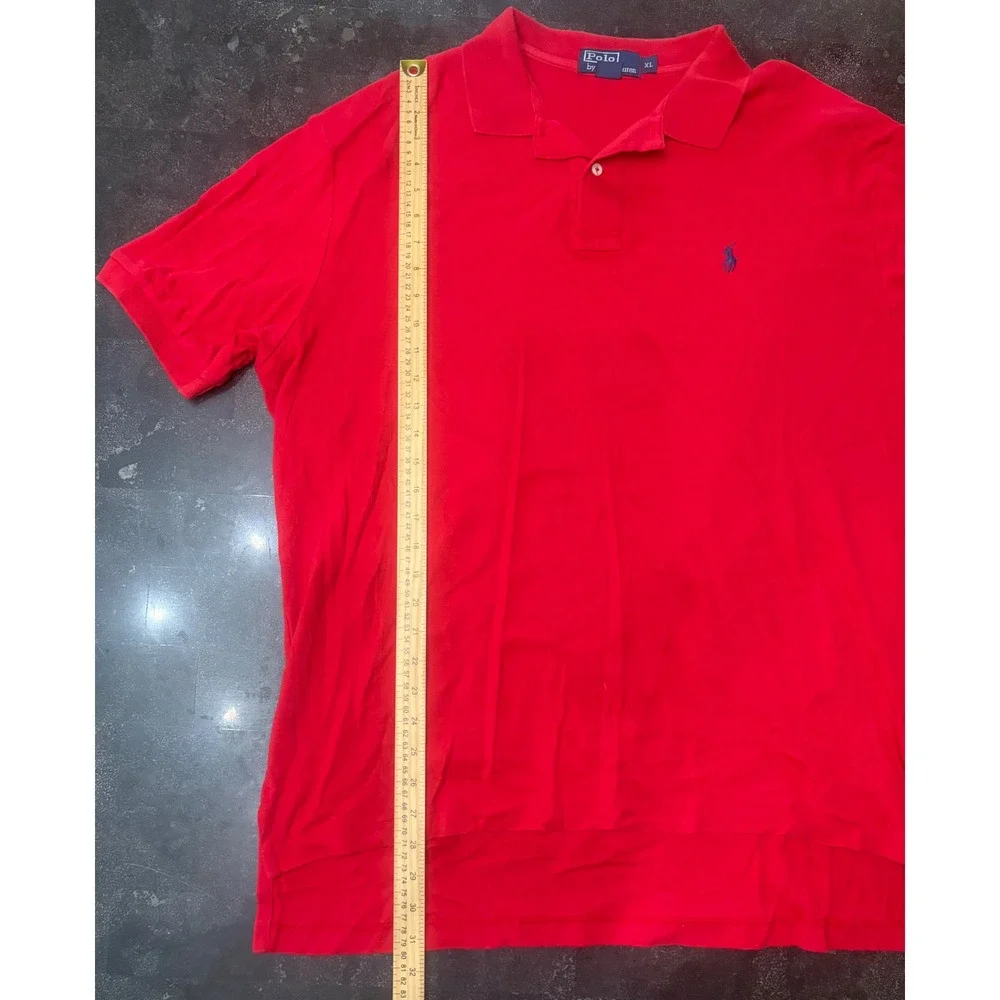Polo Ralph Lauren Mens XL Red Short Sleeve Cotton Polo Shirt Navy Pony Logo